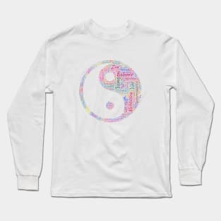 Yin Yang Philosophy Silhouette Shape Text Word Cloud Long Sleeve T-Shirt